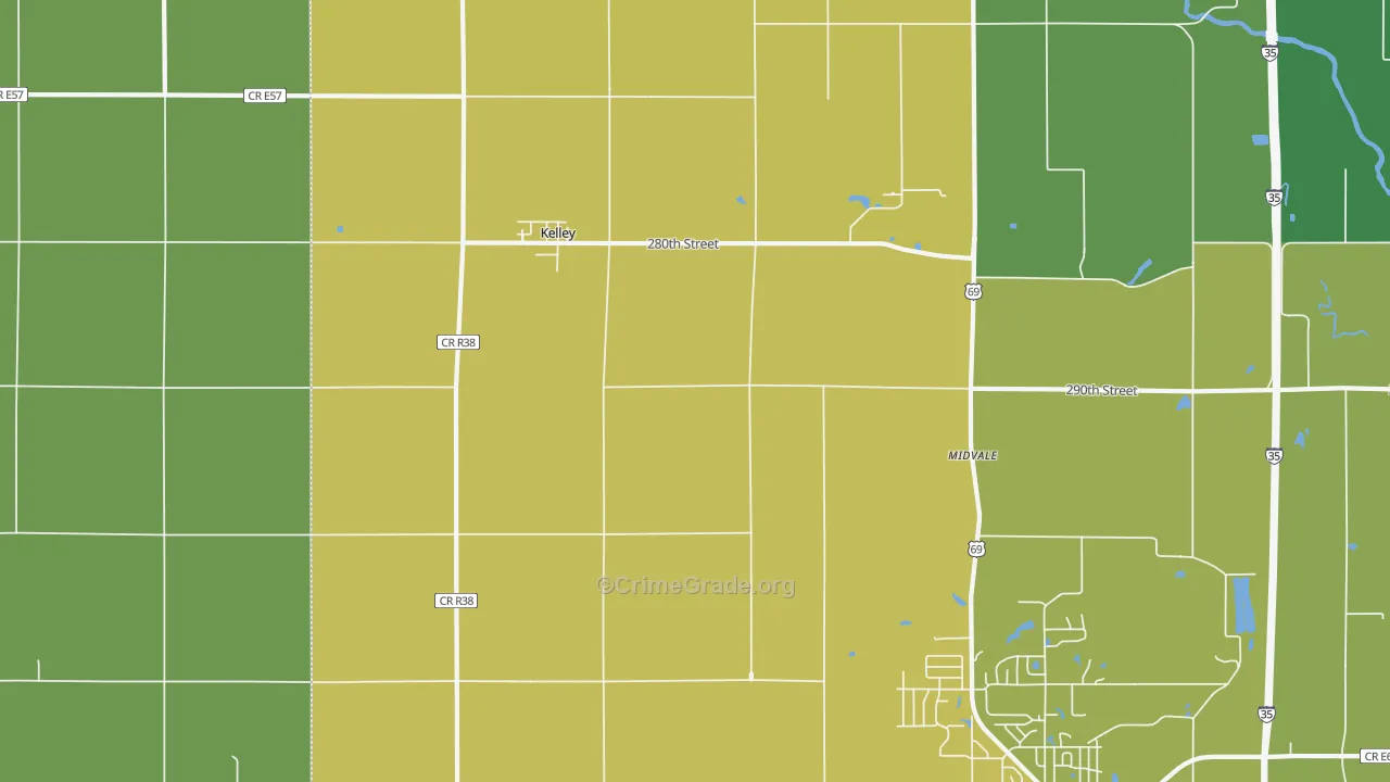 Kelley, IA Map of Murder Rates