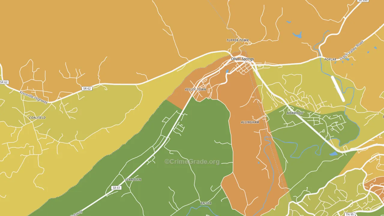 Kelley Town, TN Map of Murder Rates