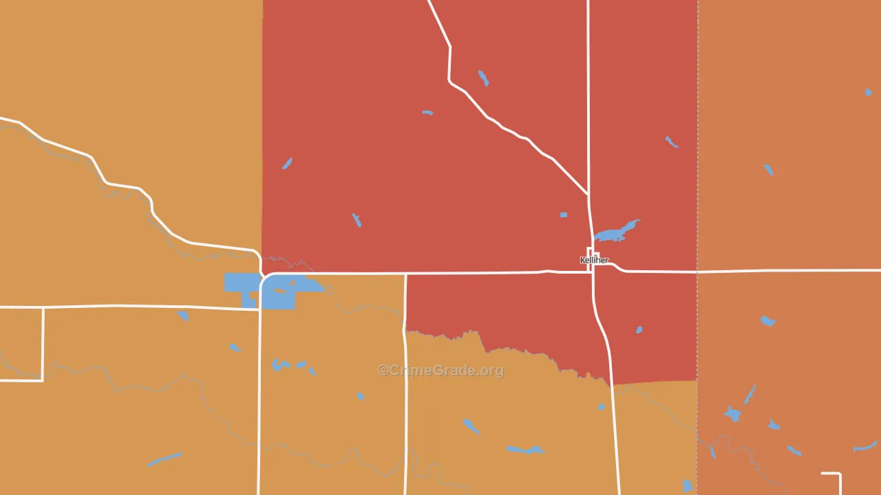Kelliher, MN Map of Murder Rates