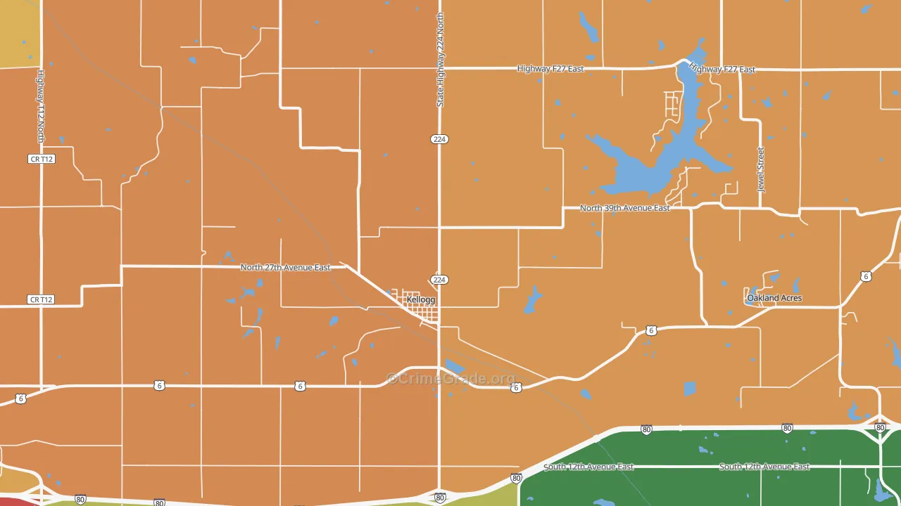 Kellogg, IA Map of Murder Rates