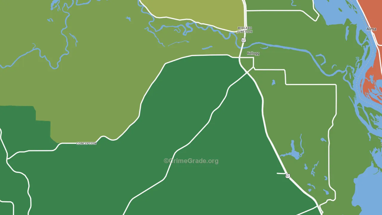 Kellogg, MN Map of Murder Rates