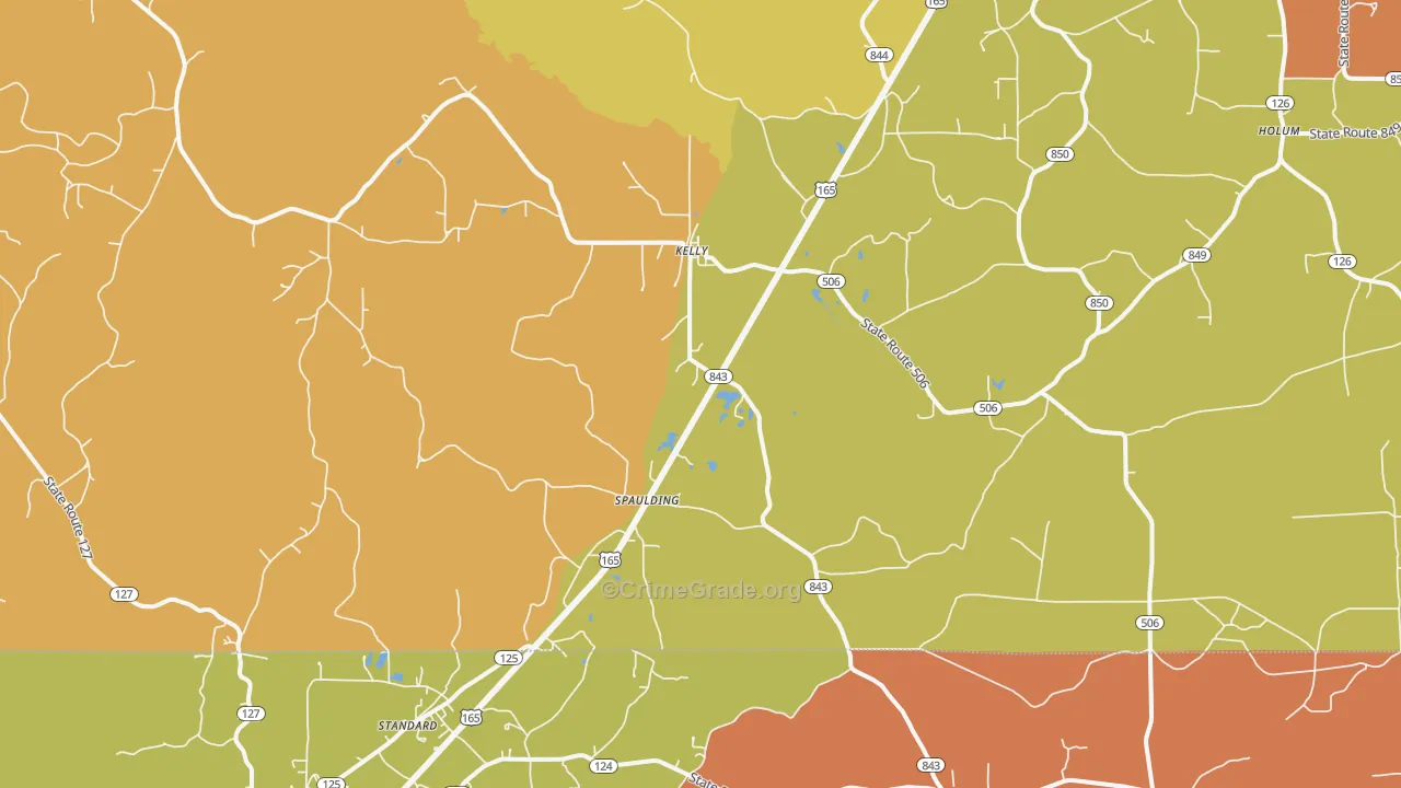 Kelly, LA Map of Murder Rates