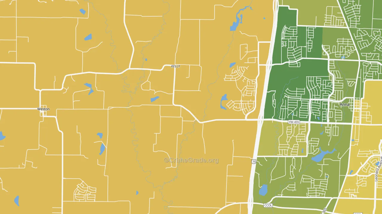 Kelly, TX Map of Murder Rates