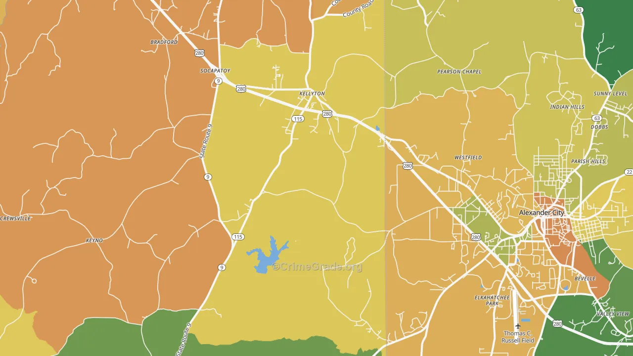 Kellyton, AL Map of Murder Rates