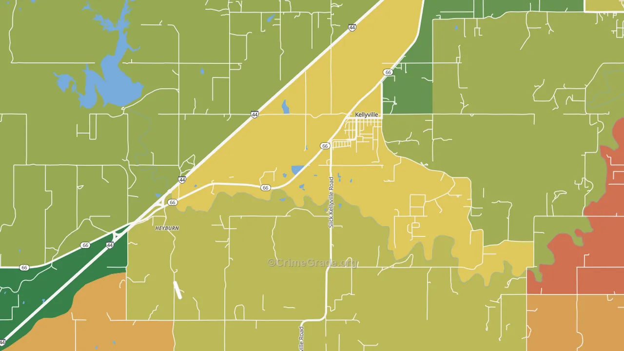 Kellyville, OK Map of Murder Rates