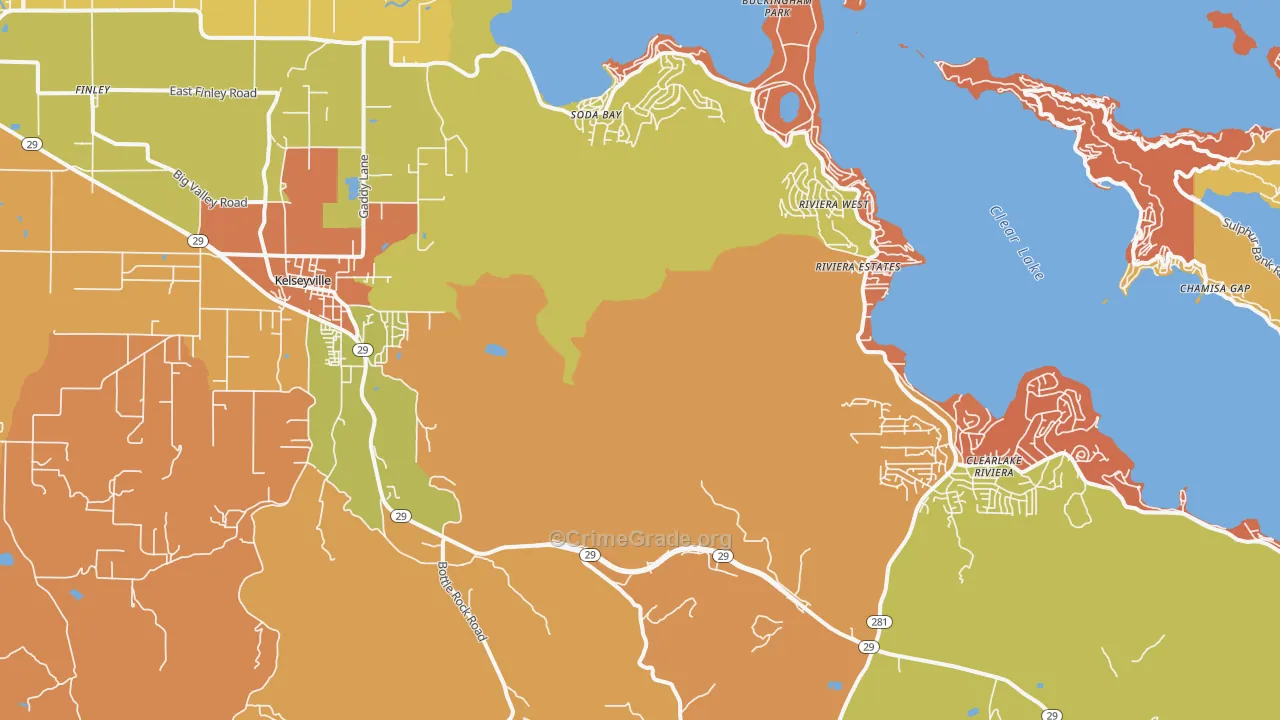 Kelseyville, CA Map of Murder Rates