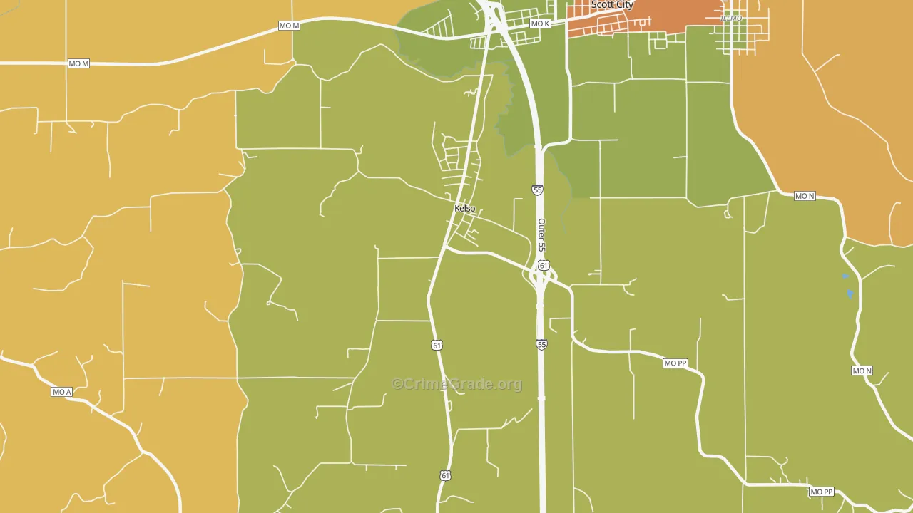 Kelso, MO Map of Murder Rates