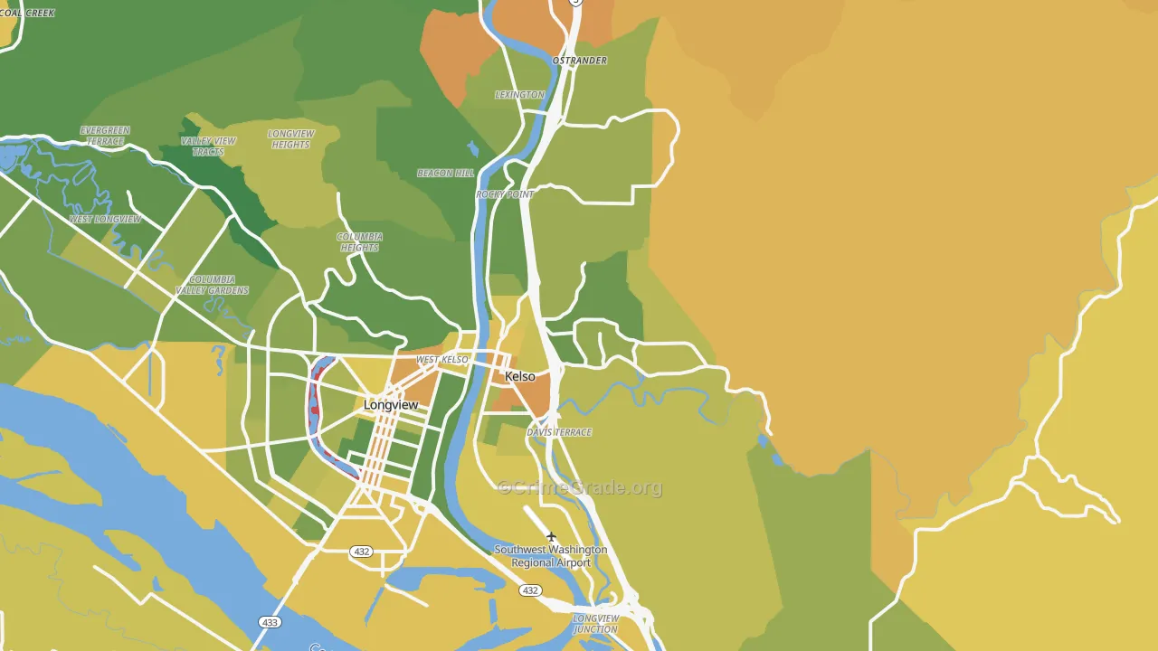 Kelso, WA Map of Murder Rates