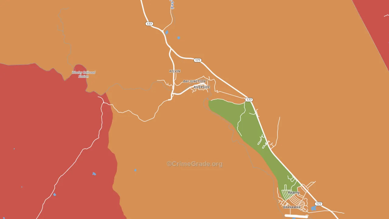 Kelvin, AZ Map of Murder Rates