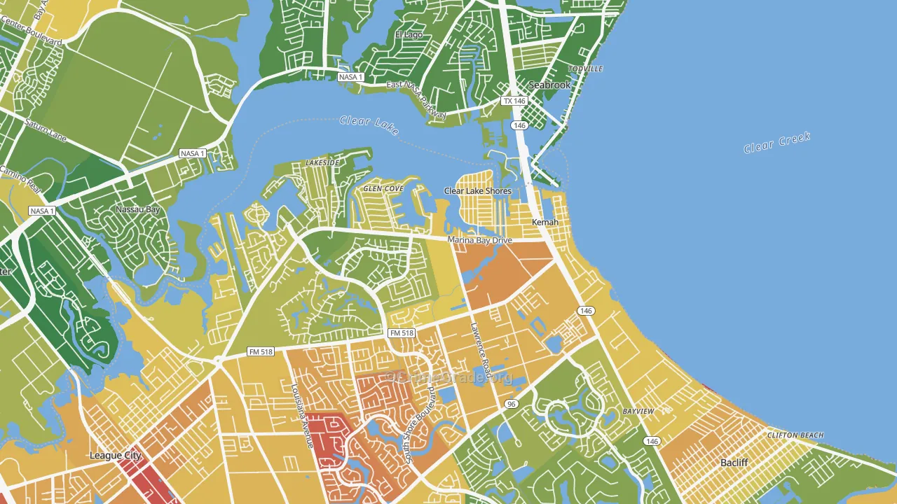 Kemah, TX Map of Murder Rates