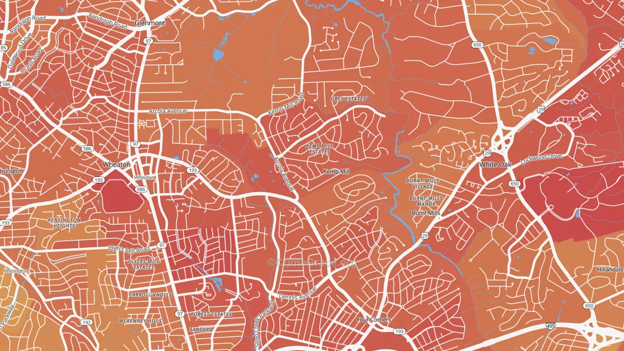 Kemp Mill, MD Map of Murder Rates