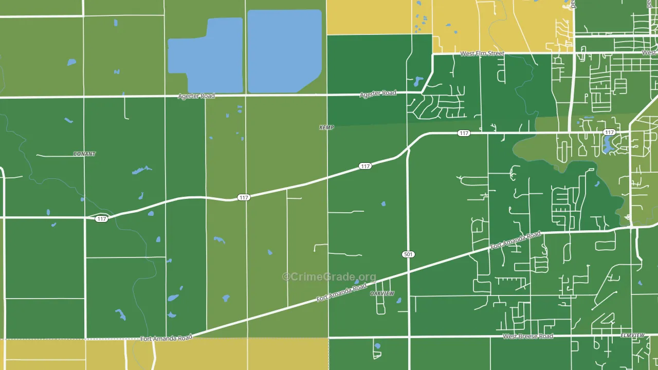 Kemp, OH Map of Murder Rates