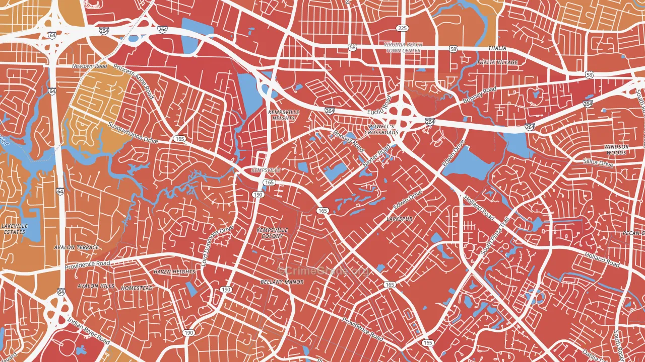 Kempsville Gardens, Virginia Beach, VA Map of Murder Rates