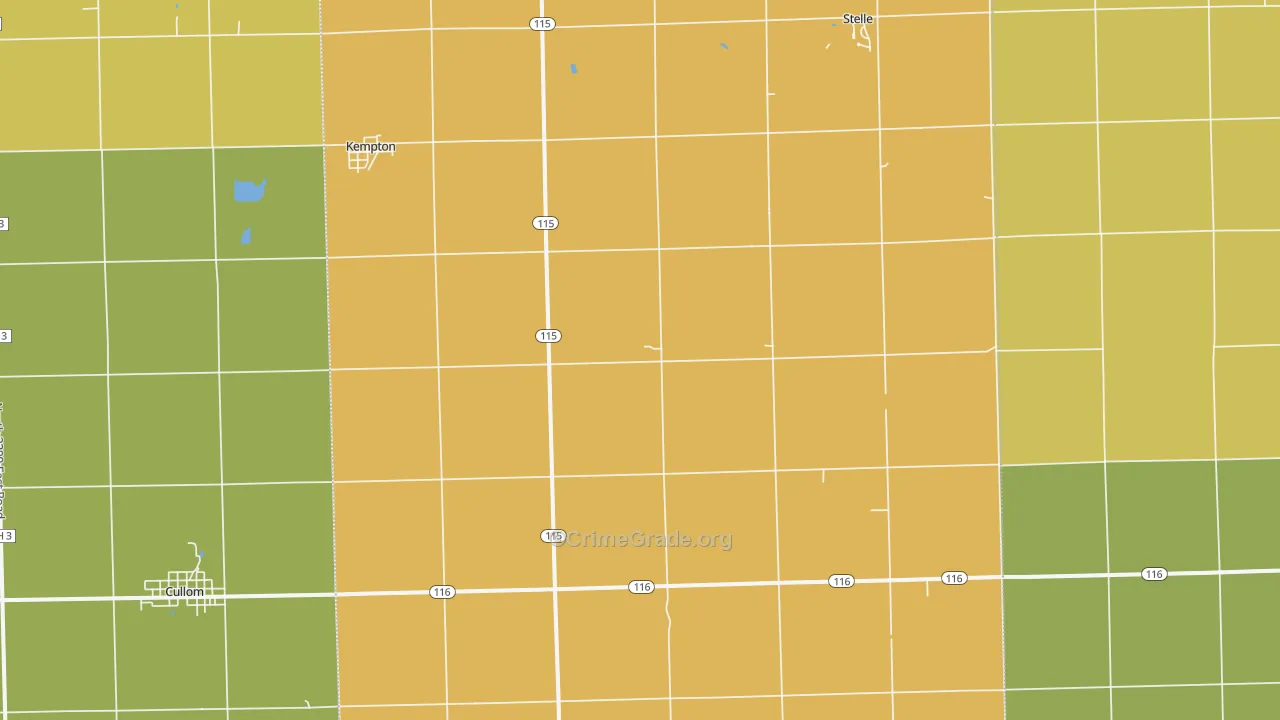 Kempton, IL Map of Murder Rates