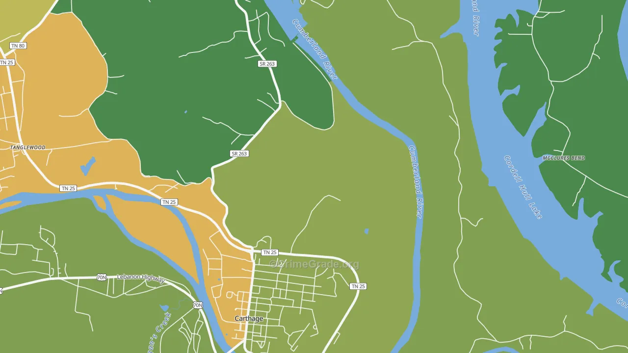 Kempville, TN Map of Murder Rates