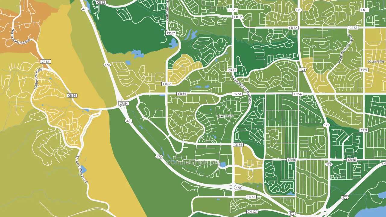Ken Caryl Ranch Plains, Ken Caryl, CO Map of Murder Rates