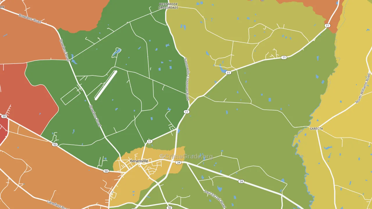 Kenansville, NC Map of Murder Rates