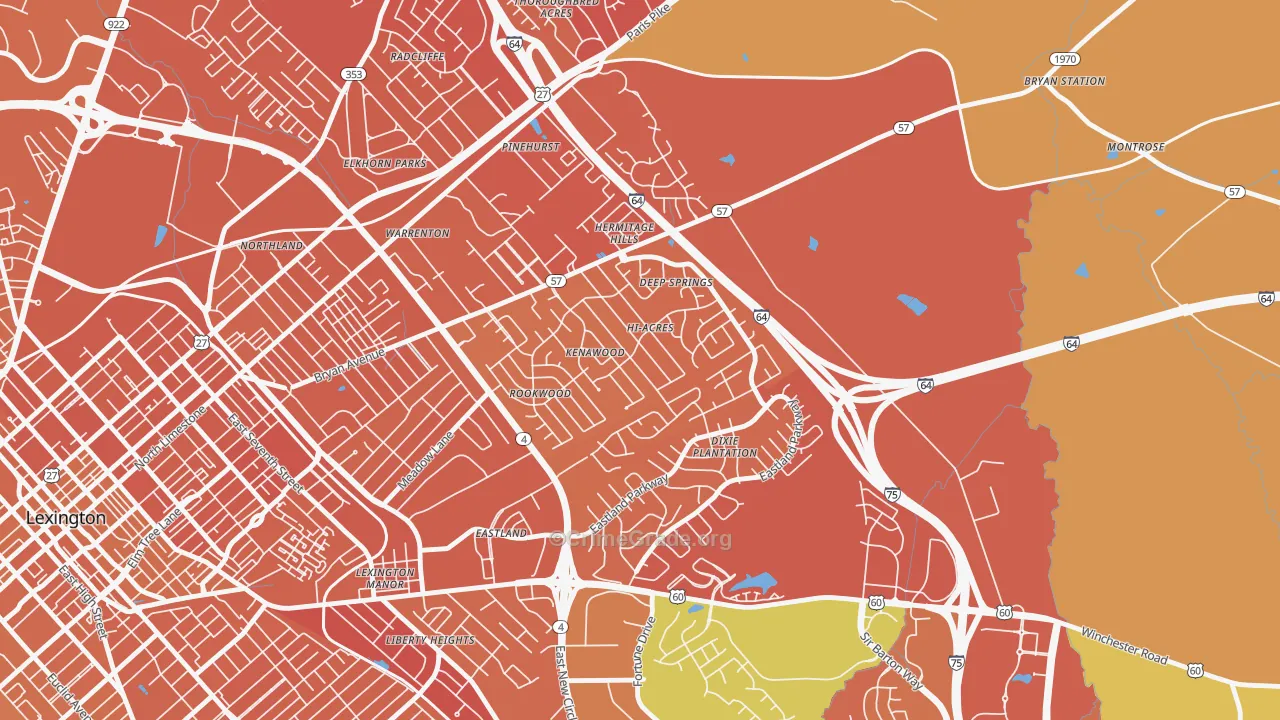 Kenawood-Rockwood, Lexington, KY Map of Murder Rates