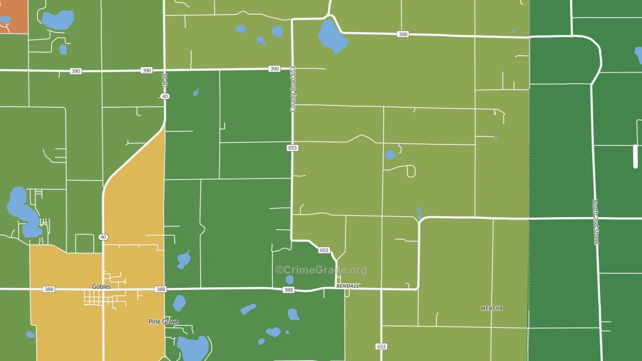 Kendall, MI Map of Murder Rates