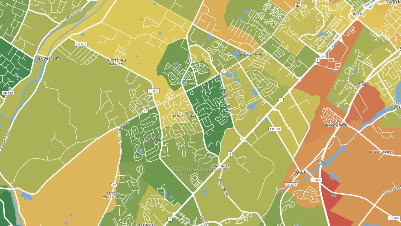 Kendall Park, NJ Map of Murder Rates