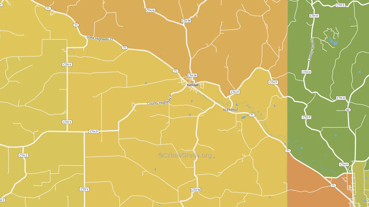 Kendall, WI Map of Murder Rates