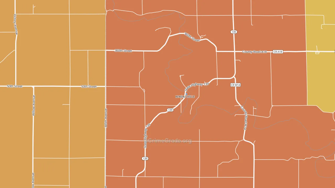 Kendallville, IA Map of Murder Rates