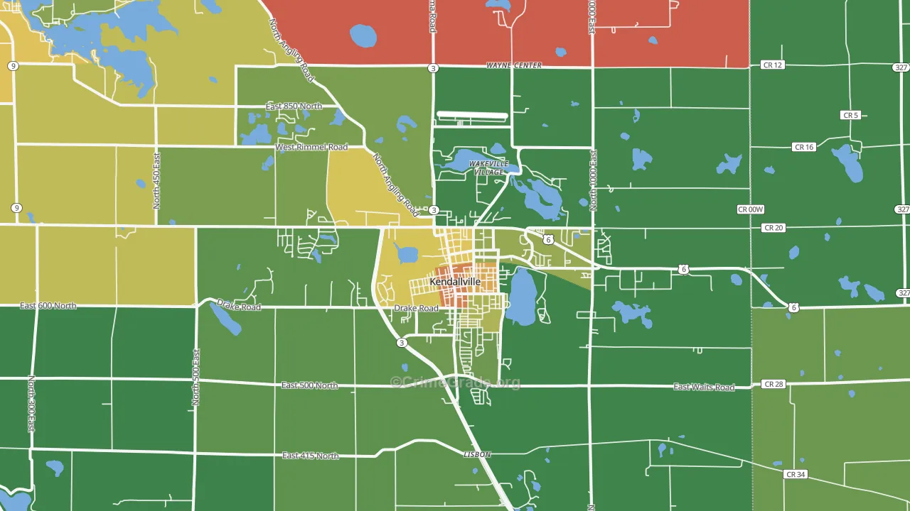 Kendallville, IN Map of Murder Rates