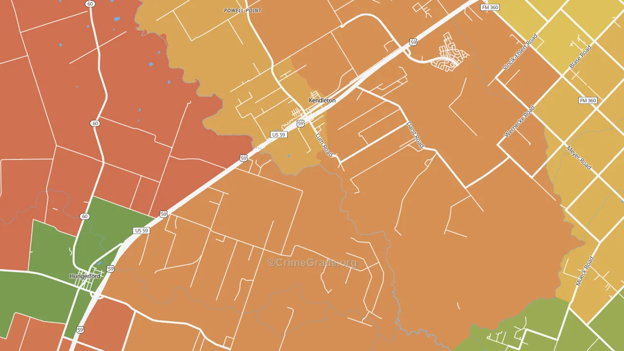 Kendleton, TX Map of Murder Rates