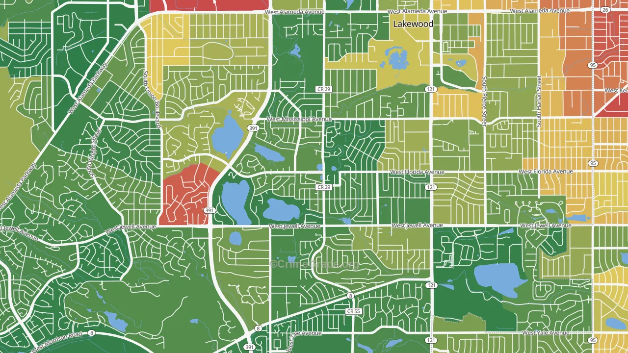 Kendrick Lake, Lakewood, CO Map of Murder Rates