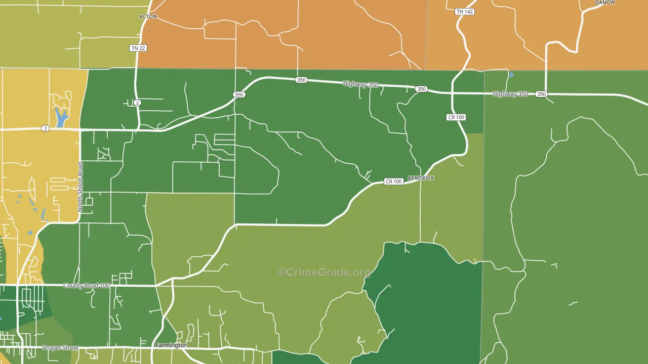 Kendrick, MS Map of Murder Rates