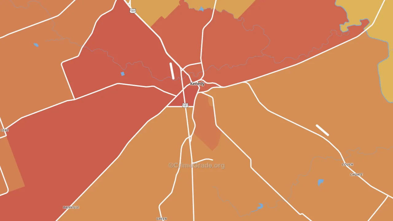 Kenedy, TX Map of Murder Rates