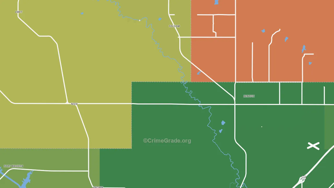Kenefic, OK Map of Murder Rates