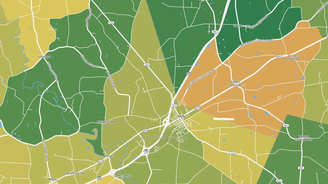 Kenly, NC Map of Murder Rates