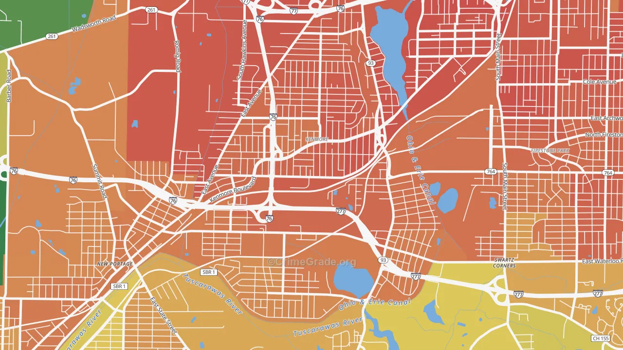 Kenmore, Akron, OH Map of Murder Rates