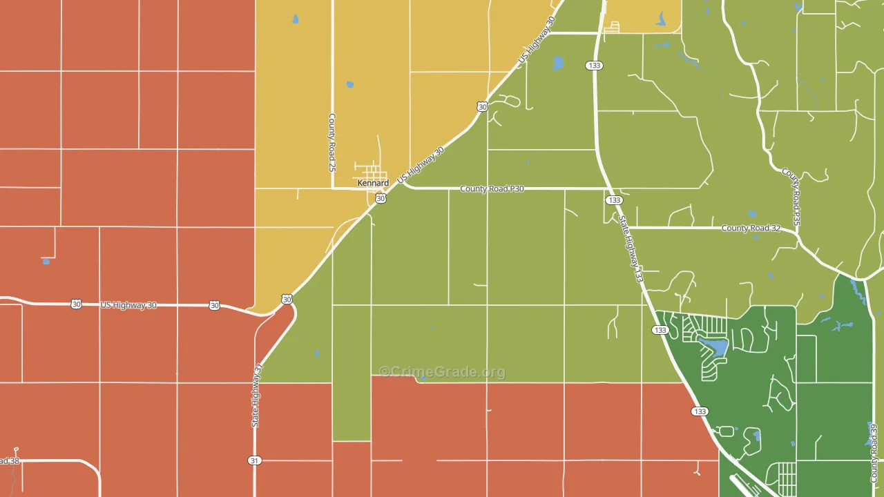 Kennard, NE Map of Murder Rates