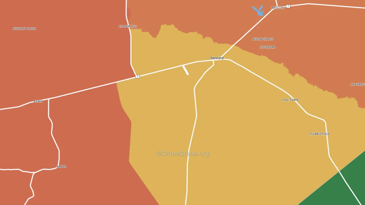 Kennard, TX Map of Murder Rates