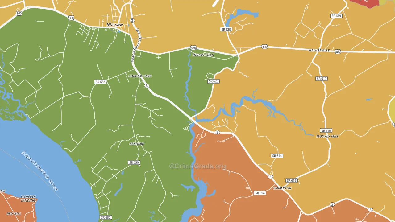 Kennard, VA Map of Murder Rates