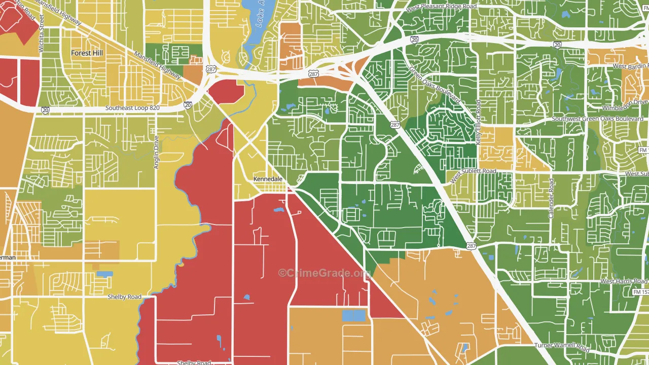 Kennedale, TX Map of Murder Rates