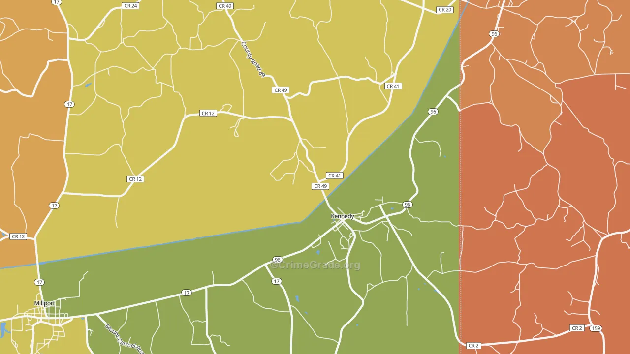 Kennedy, AL Map of Murder Rates