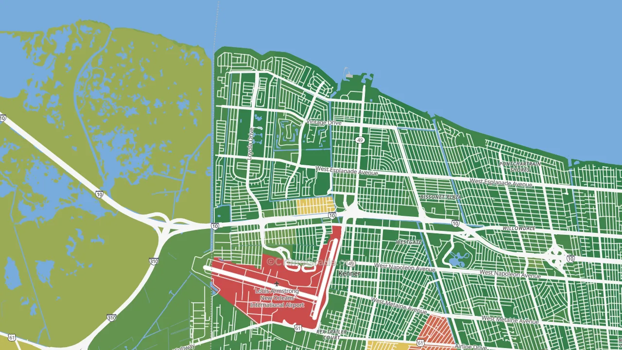 Kenner, LA Map of Murder Rates
