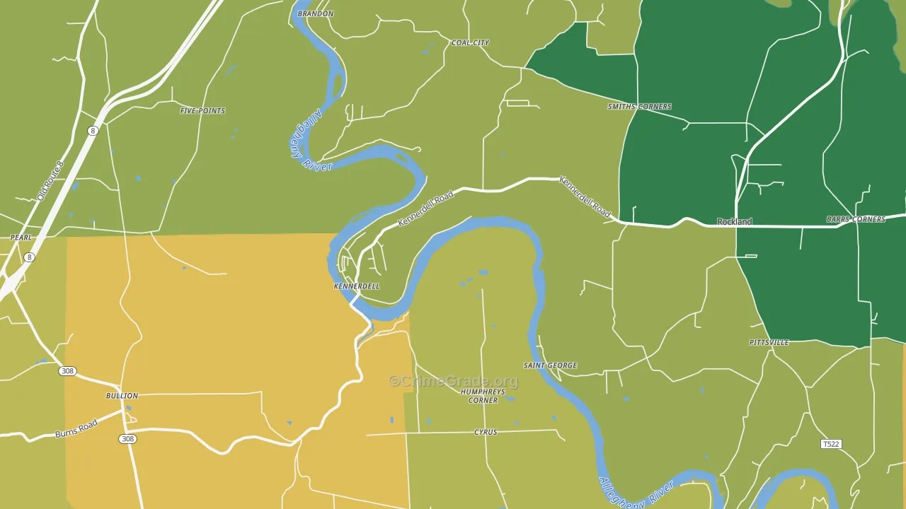 Kennerdell, PA Map of Murder Rates