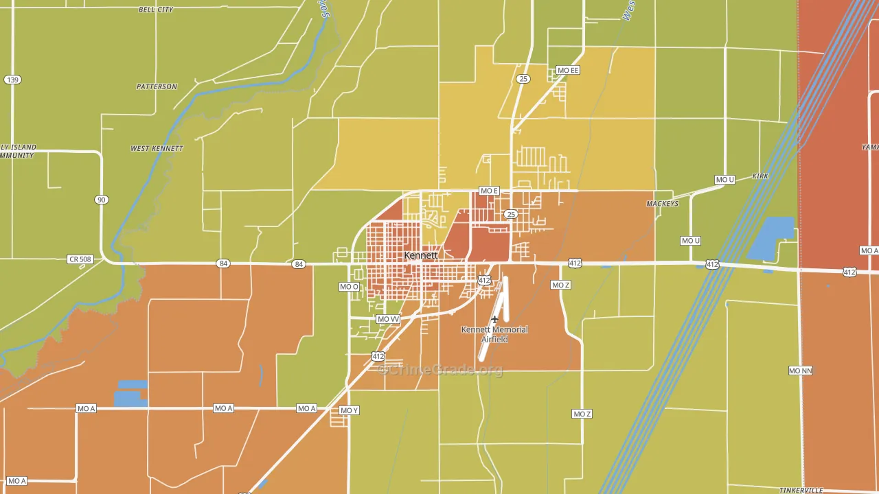 Kennett, MO Map of Murder Rates
