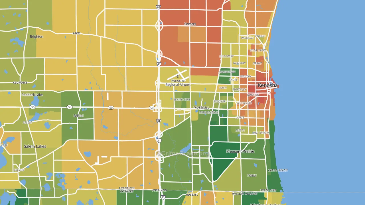 Kenosha County, WI Map of Murder Rates
