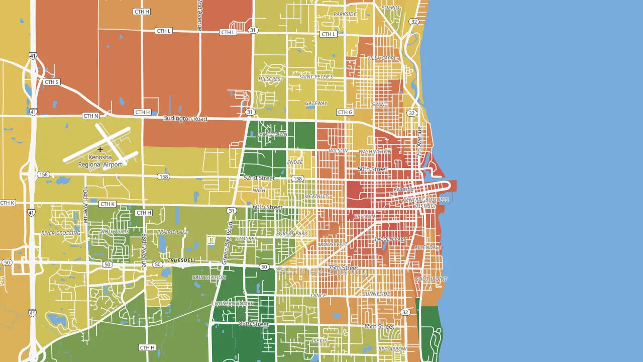 Kenosha, WI Map of Murder Rates