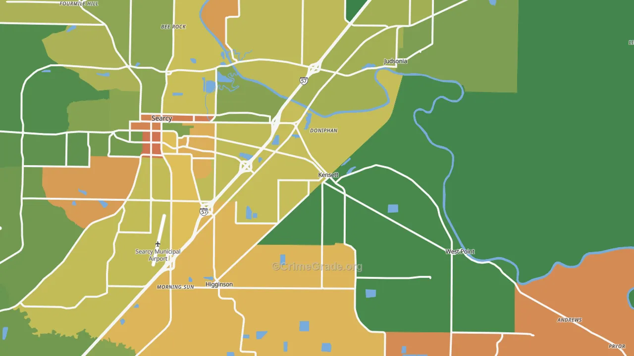 Kensett, AR Map of Murder Rates