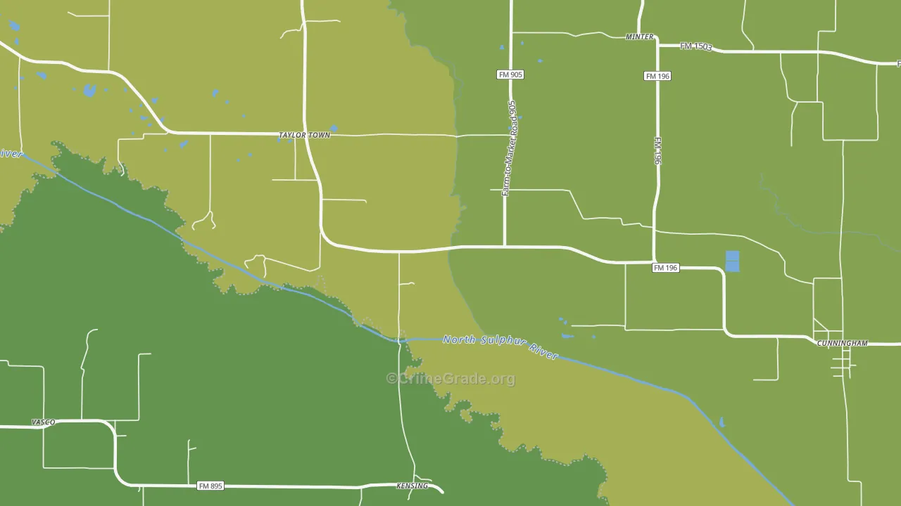 Kensing, TX Map of Murder Rates