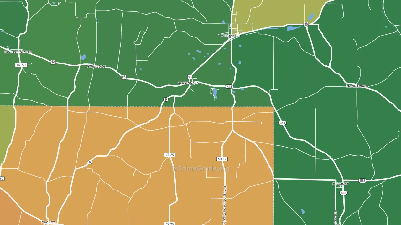 Kensington, OH Map of Murder Rates
