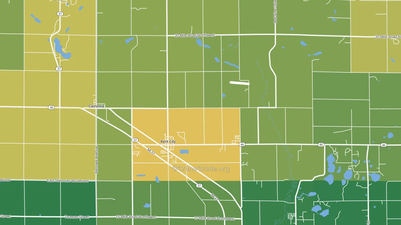 Kent City, MI Map of Murder Rates