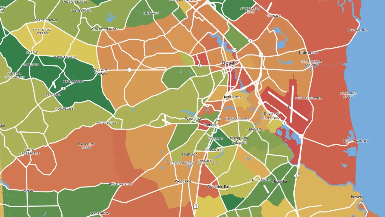 Kent County, DE Map of Murder Rates