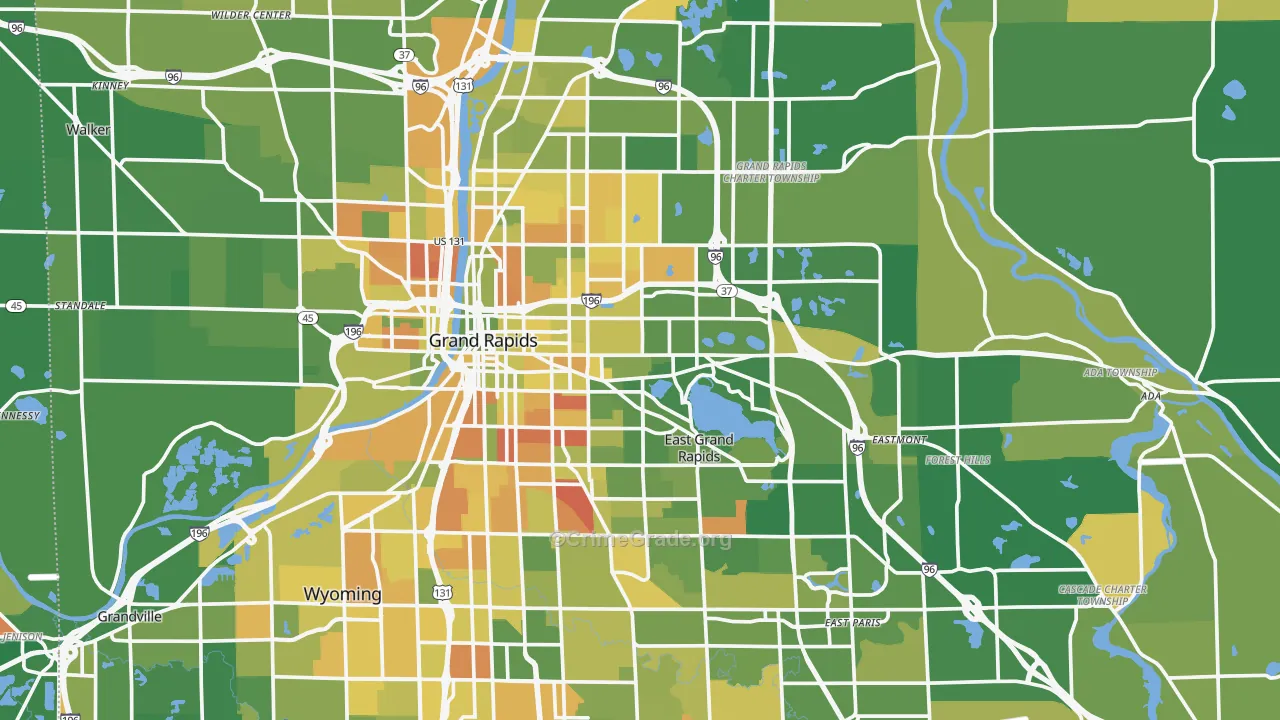 Kent County, MI Map of Murder Rates